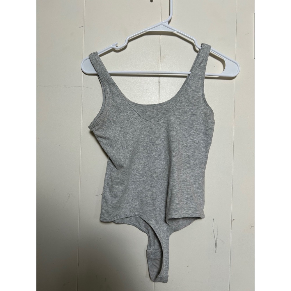 Auden Gray Sleeveless Scoop Neck Bodysuit Small Snap Closure Basic Casual Chic - Picture 3 of 6